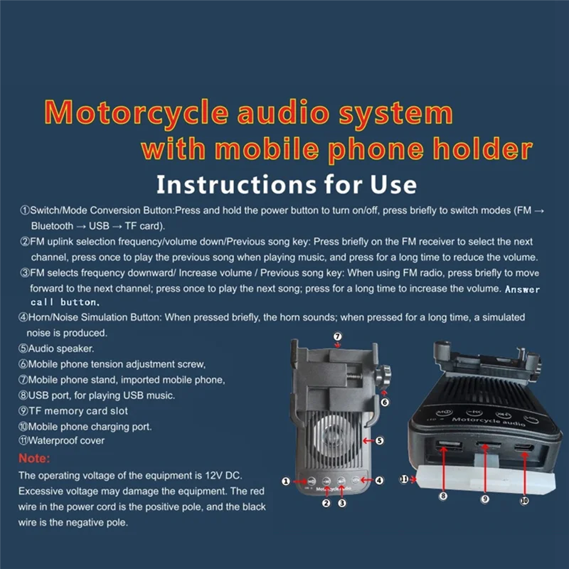AU05 -For الطريق دراجة دراجة سمّاعات بلوتوث الرد على الهاتف حامل هاتف دراجة نارية متعدد الوظائف #3