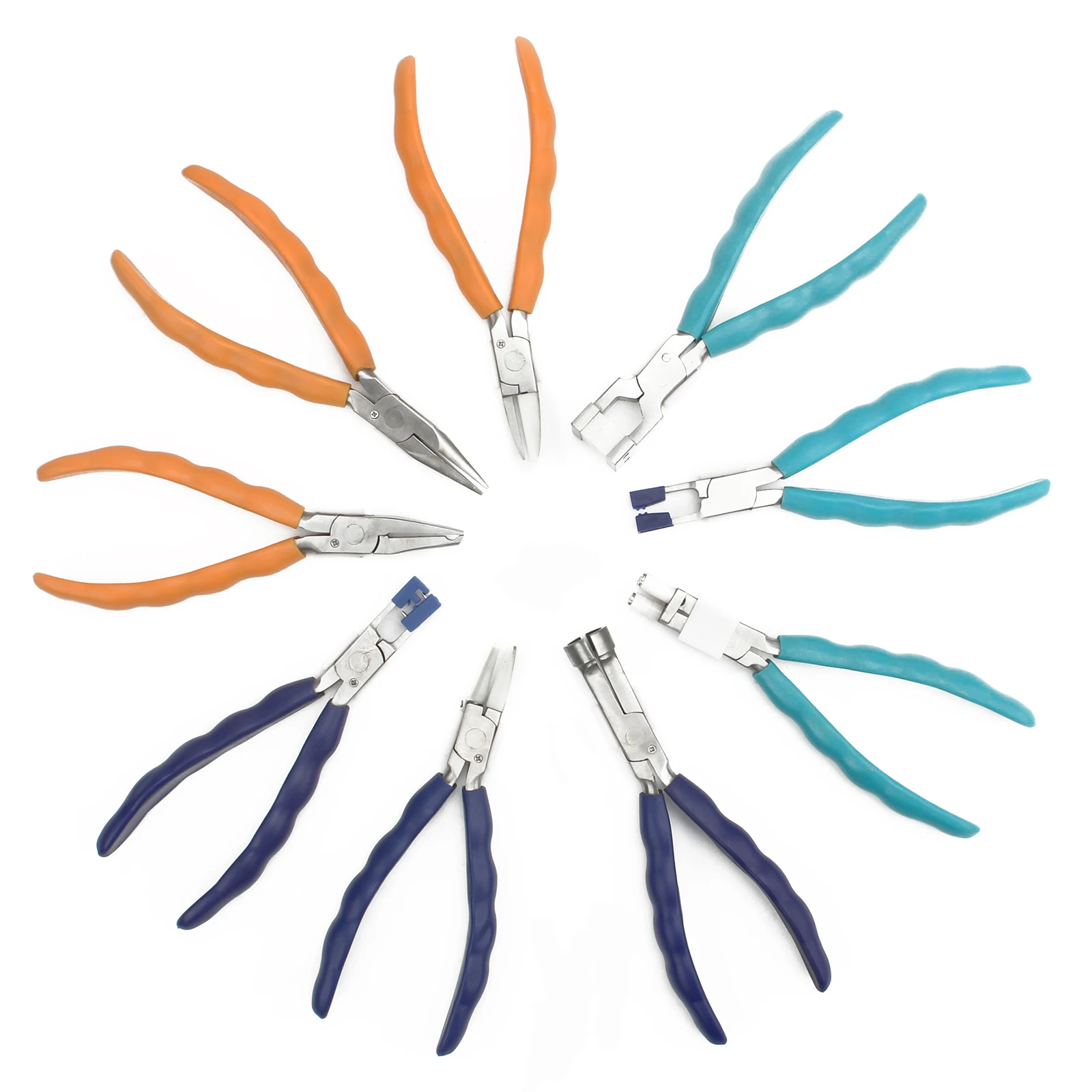 Colorful Handle Jewelry Pliers Set - 12-Piece Professional Tools for Repairing Bracelets and Crafting Jewelry with Versatile Jaw