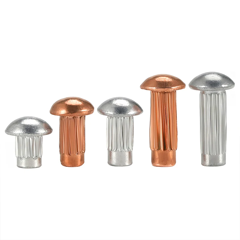 230/300Pcs Aluminum Copper Rivet Set, Stainless Steel Knurled Solid Rivet Assortment, Nameplate Fastener for Furniture Use