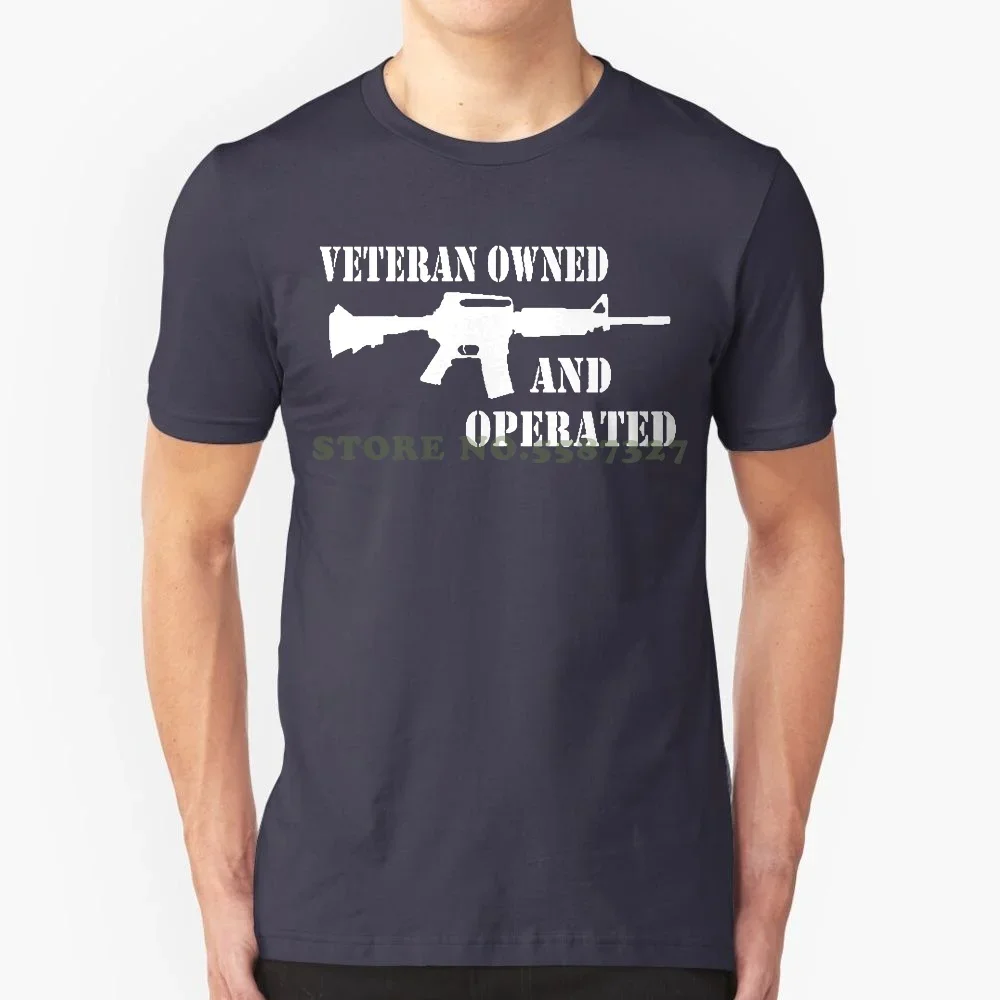 

Print T Shirt Summer Style Veteran Owned & Operated Ar15 Tactical Militarryy Rifle Nra Gun T Shirt