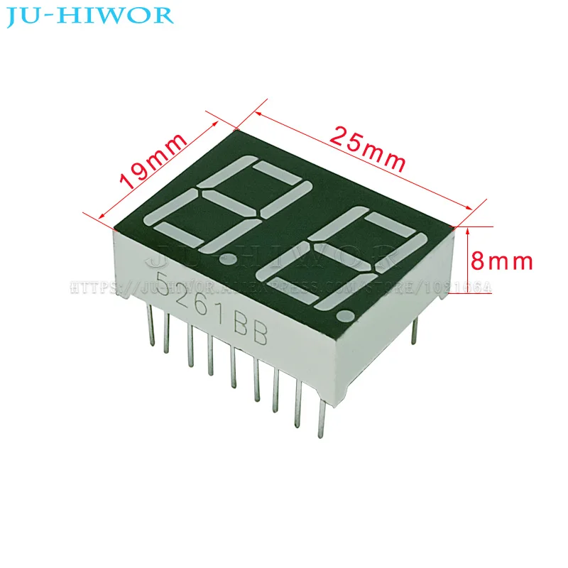 10pcs 18Pins 5261AB 5261BB 0.56 Inch 2 Digit Bits 7 Segment Blue LED Digital Display Digitron Common Anode Cathode C-A C-C