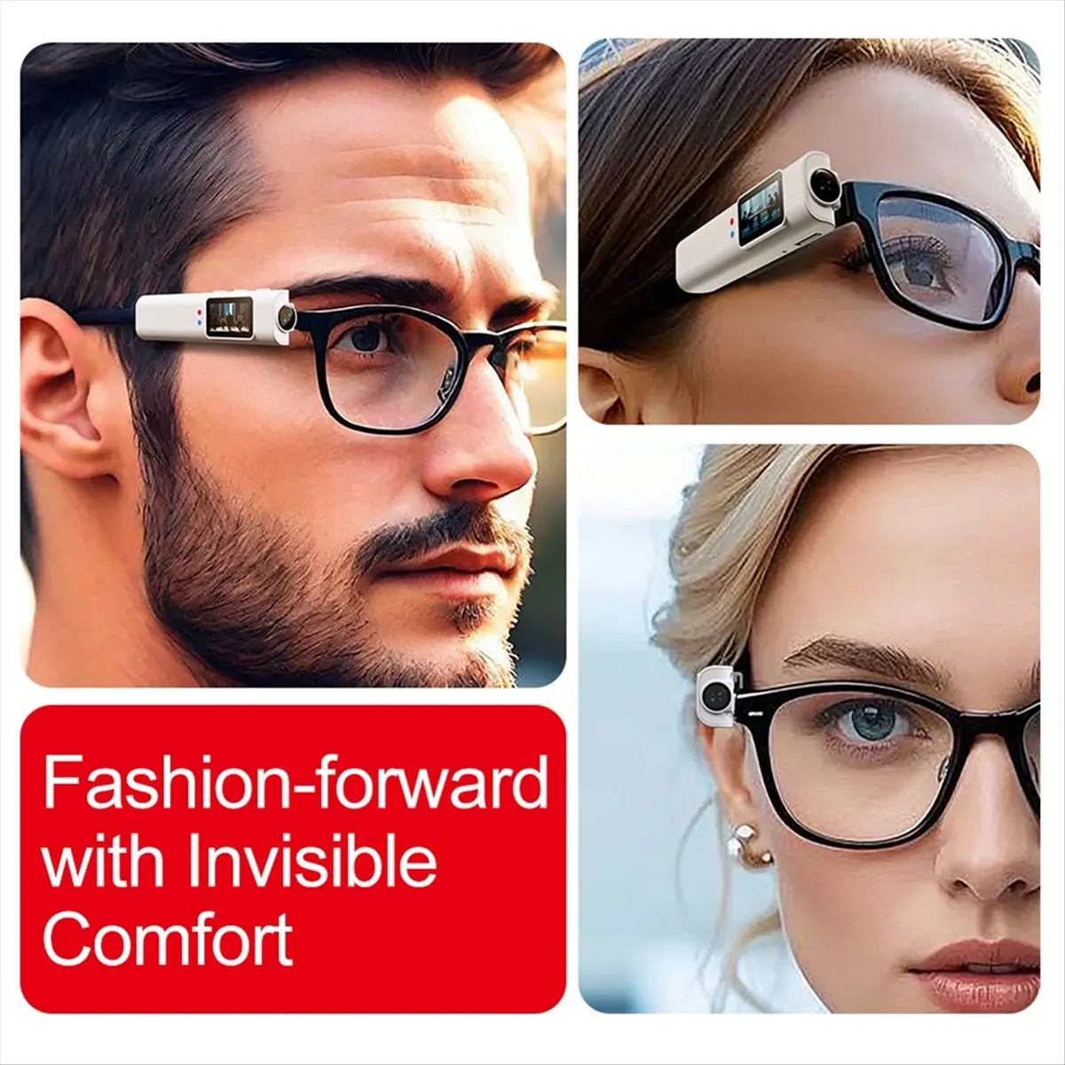 HowAA87 FPV Glasses Camera 2.7k Wearable WiFi Video Camcorder Camera 110°Wide Angle Lens APP Control Action Camera Black