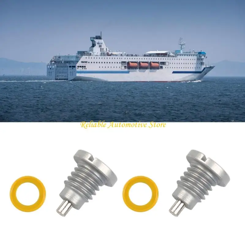 M68B Gearcase Drain Screw with Sealing Washers, Metal Slotted Replacement Set for Marine Gearcase Service and Drain