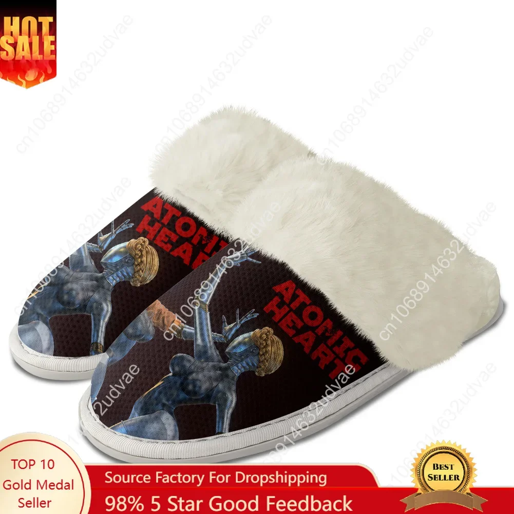 

Atomic Heart Plush Slippers Keep Warm Shoes Mens Womens Home Cotton Bedroom Customized Thermal Lightweight Slipper DIY