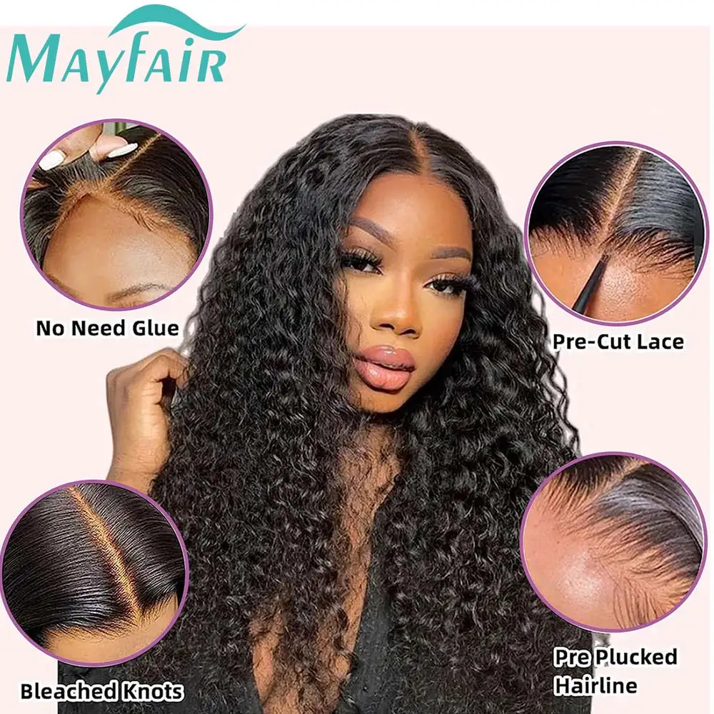 Mayfair Deep Wave Frontal Wig 13x4 13x6 HD Transparent Deep Curly Lace Front Human Hair Wigs Glueless Wig Ready To Wear And Go