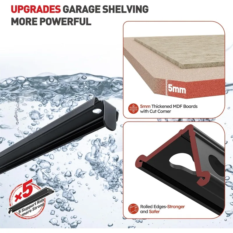 Popular.2020LBS أرفف تخزين 5 طبقات رفوف جراج شديدة التحمل، وحدة رفوف معدنية قابلة للتعديل، أرفف جراج #6