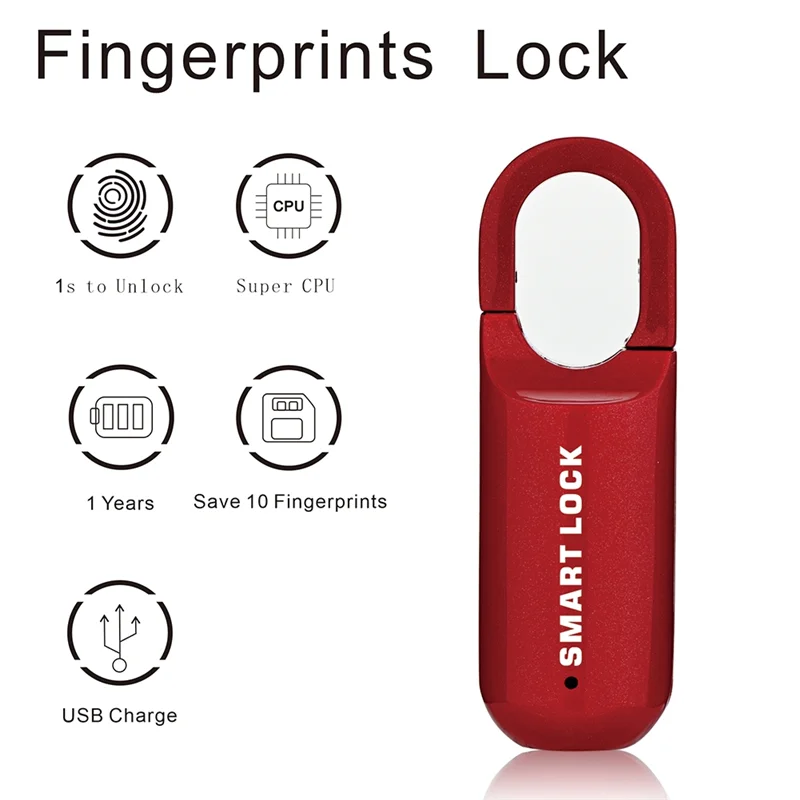 

FEDI-Fingerprint Padlock M01 Anti-Theft Smart Door Lock Keyless USB Rechargeable Security For Home Bike Locker