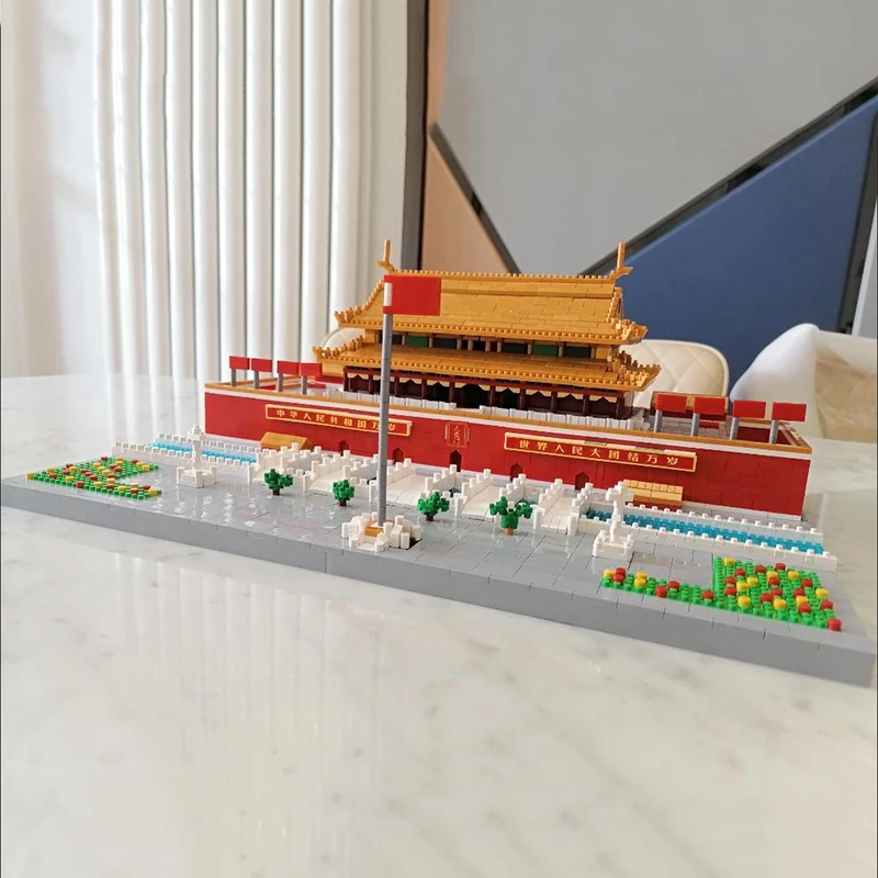 

Toy for Children World Architecture China Tiananmen Square Flag River 3D Model DIY Mini Diamond Blocks Bricks Building