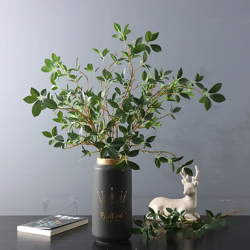 Simulation Ficus microcarpa leaves Douban leaves Home Living Room Dining Table Wedding Decoration Artificial Flowers Fake Plants