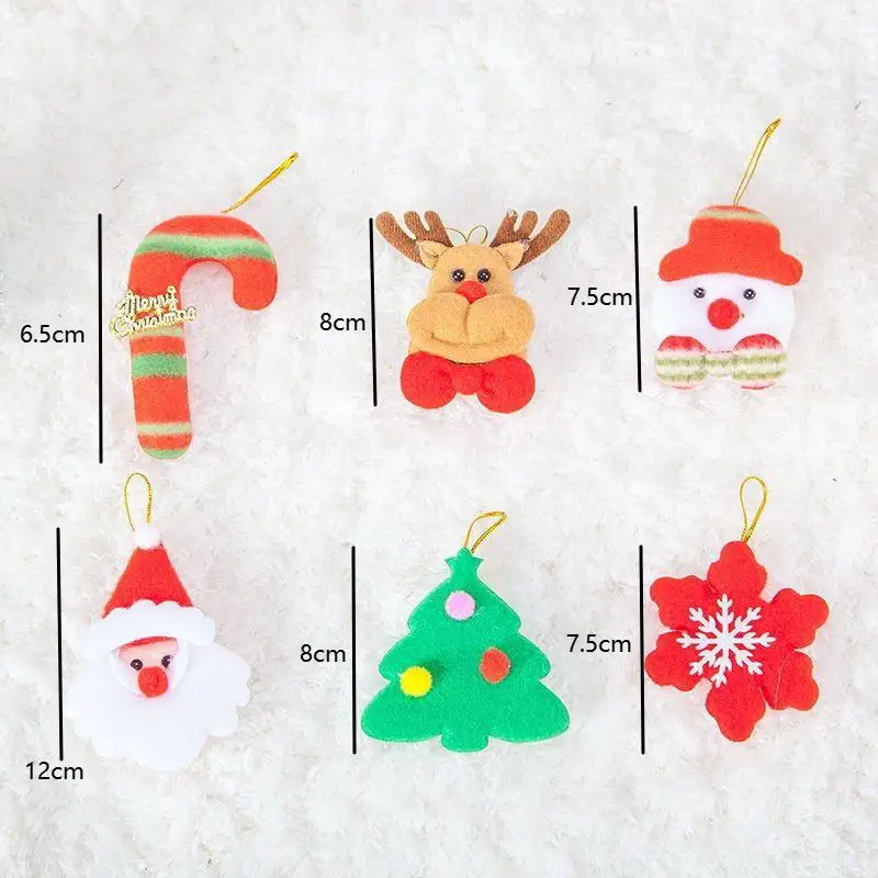 【QTG332】6 قطع من إكسسوارات تزيين شجرة عيد الميلاد، قلادة صغيرة لرجل الثلج لكبار السن