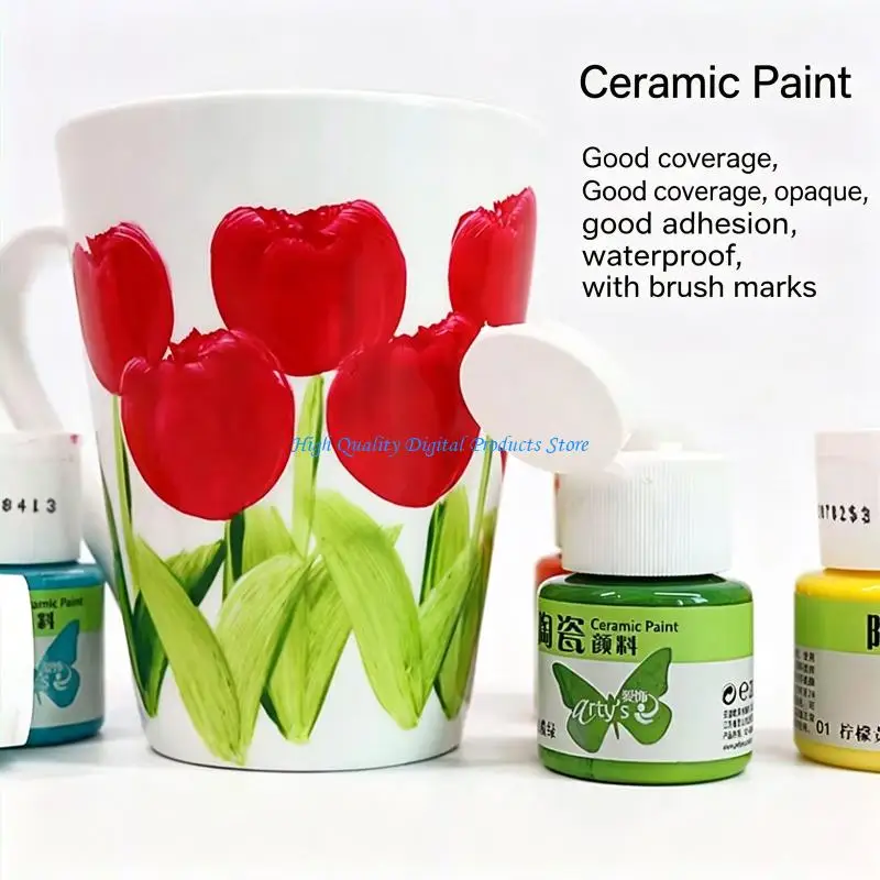 U2JE Glowing Glass Paint Set For Hand Craft Art Projects No Baking Required Safe And Safe Formulas Glowing Ceramic Paint Set