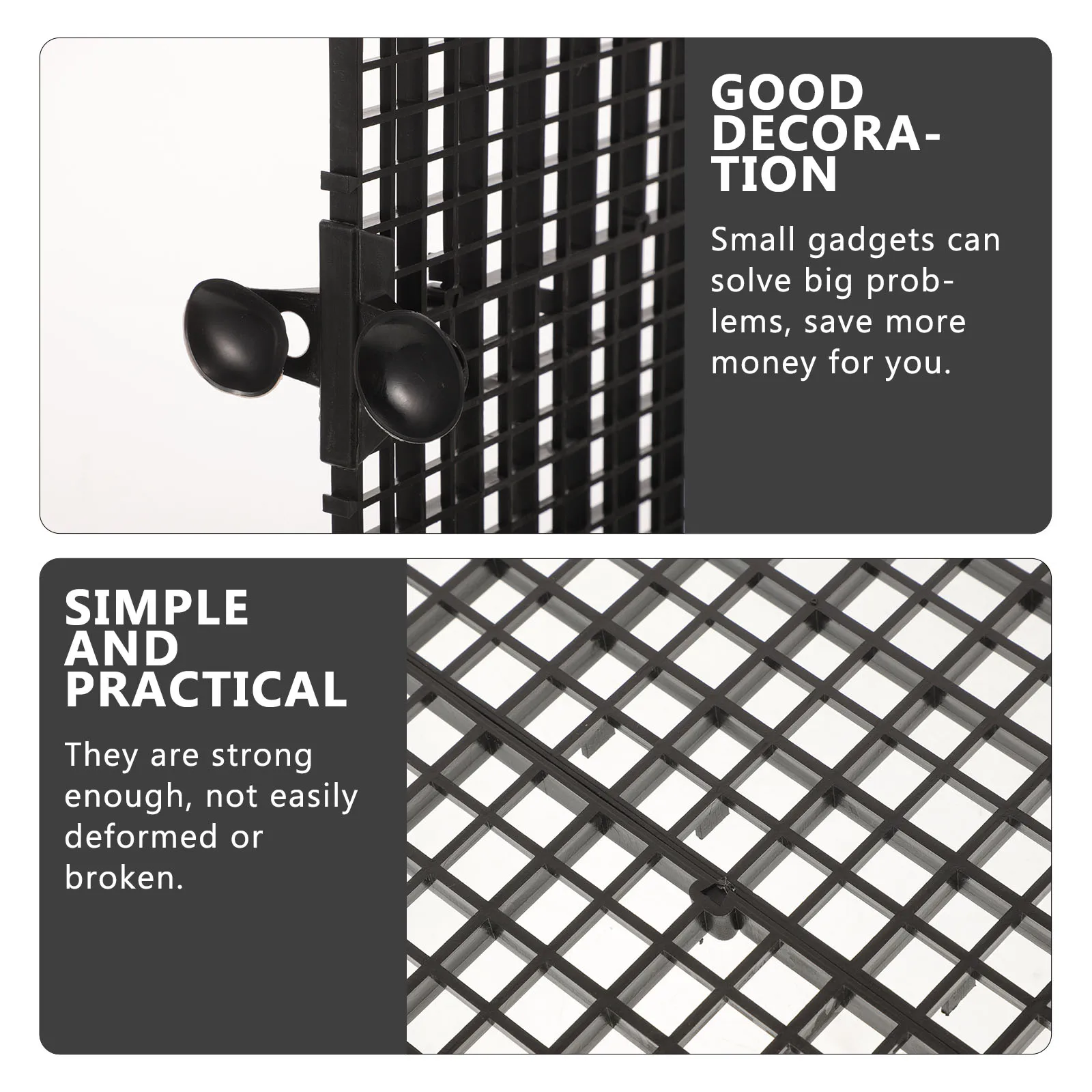 

2 Black 30x30cm Fish Tank Escape Plate Isolation Board Dividers Aquarium Grid Tray Plastic Suction Cups Promoting