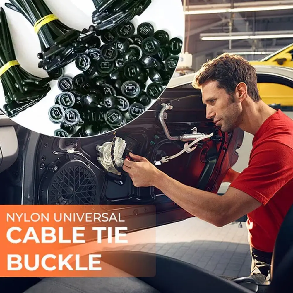 Nylon Universal Cable Tie Buckle-Heavy Duty Zip Ties Holder with Pin & Button Design Plastic Cable Ties Tool Fasteners Car Body image 2