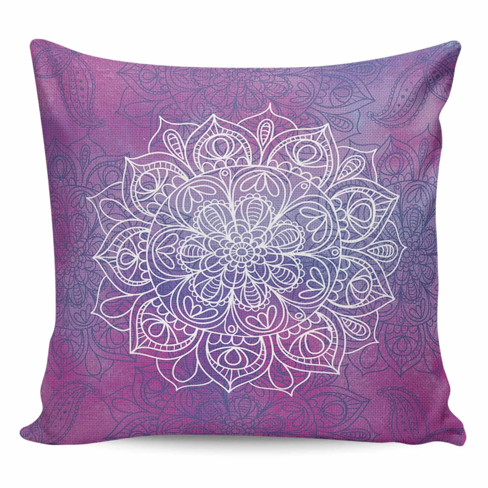 

2/4PCS Waterproof Pillow Cover Purple Watercolor Mandala Square Throw Pillowcase Home Decoration Sofa Cushion Cover