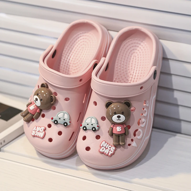 Crianças chinelo sandálias meninas tamancos verão sapatos de jardim tênis eva confortável bonito dos desenhos animados urso chinelo meninas sandálias