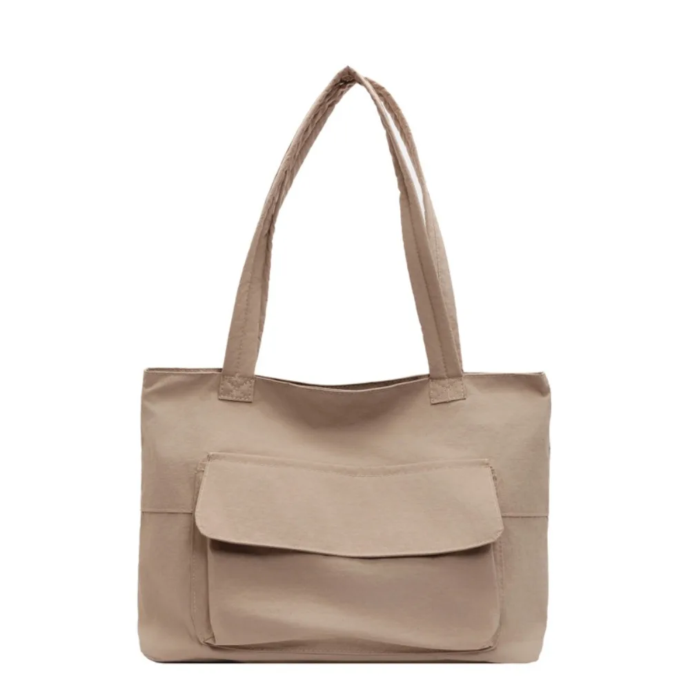 

Korean Simple Versatile Shoulder Bag High Capacity Leightweight Commuting Bag Casual Zipper Solid Color Totes Bag Men Women