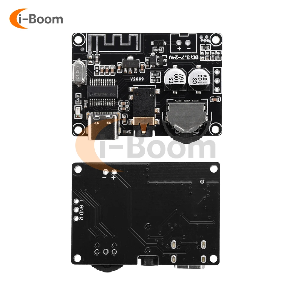 DC3.7~24V Bluetooth Audio Decoder Board Dual Channel HiFi Stereo Amplifier Audio Decoder Type-C USB Interface Adjustable Volume