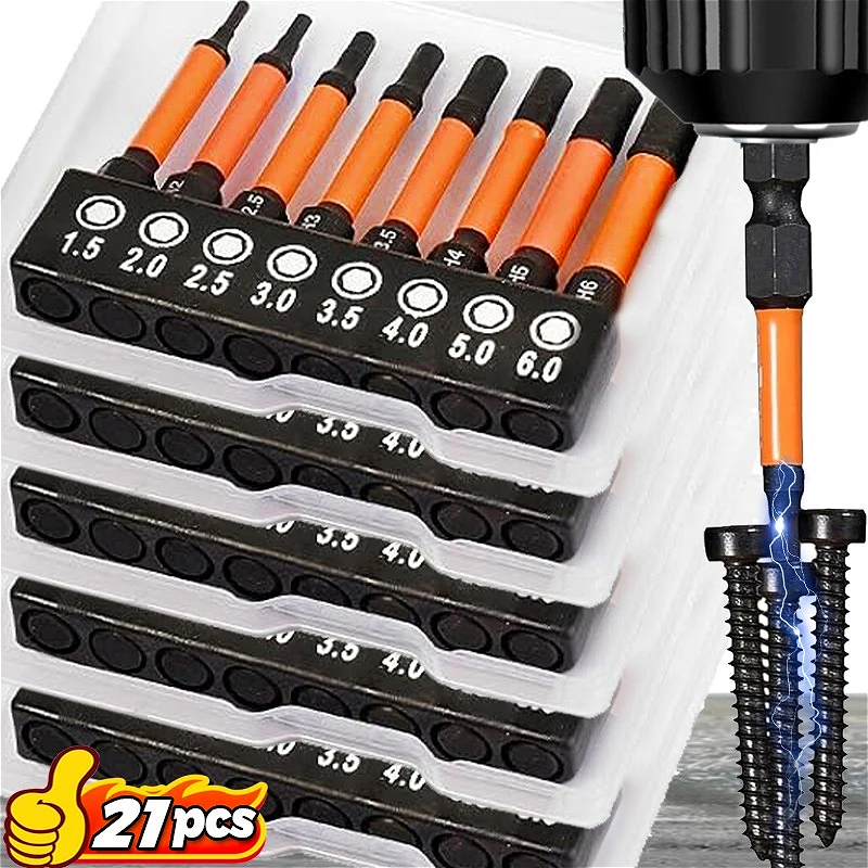 

50mm Screwdriver Bit Hex Head Wrench Drill Bit Set Impact Driver Magnetic Screwdriver Drill Bits H1.5-H6 Hardware Repair Tools