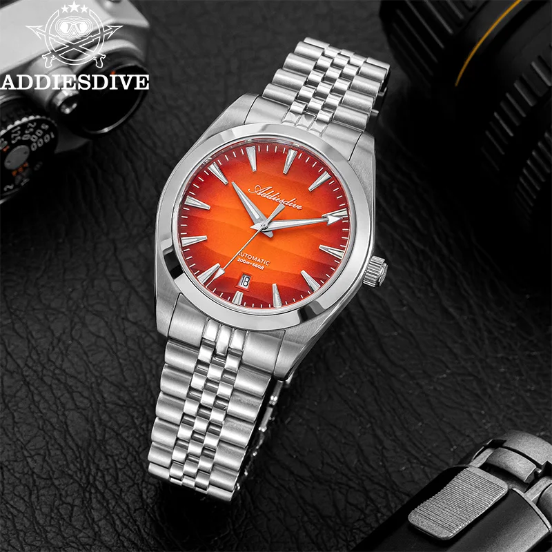 ADDIESDIVE Hot Sale 39mm Watch For Men 200m Diver Sapphire Glass AD2540 BGW9 Luminous Mechanical Automatic Watch Desert Texture