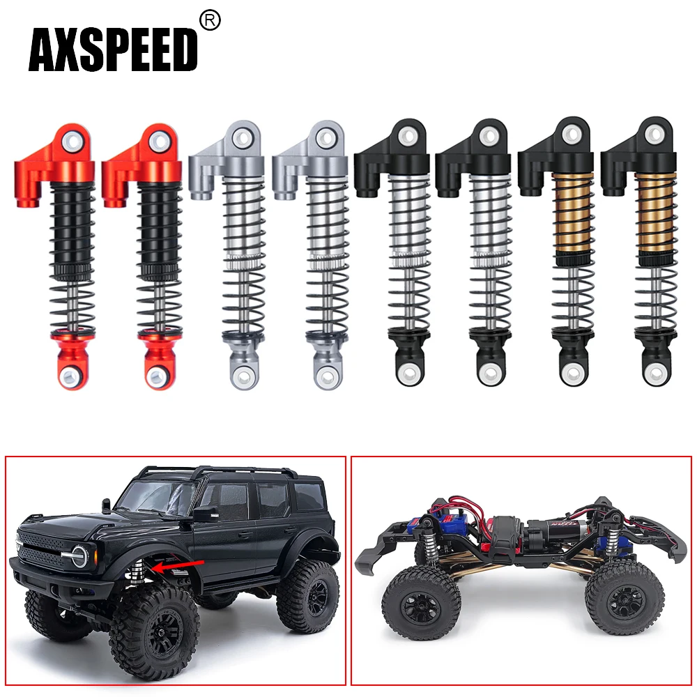 AXSPEED 4 sztuk Metal 56mm przedni i tylny amortyzator oleju amortyzator dla TRX4M Bronco Defender 1/18 zdalnie sterowany samochód gąsienicowy