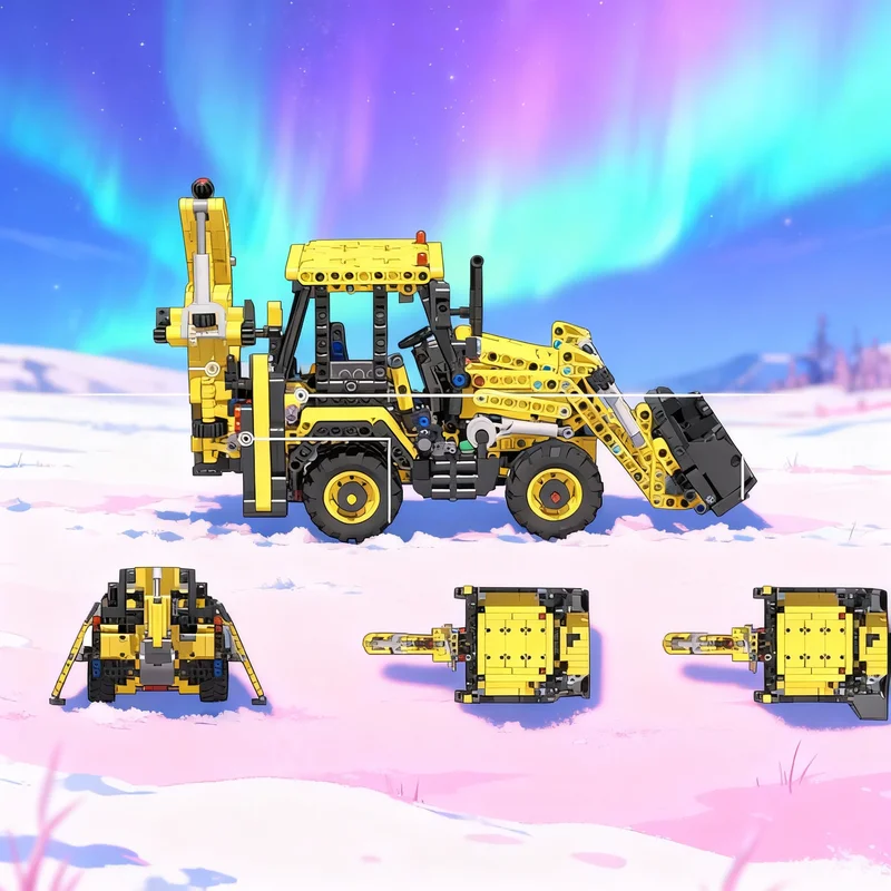 1120pcs MOC JCB 3CX Compact Backhoe Technical Model Building Blocks Creative Display Gift Collectible Decor Kids Premium Adult