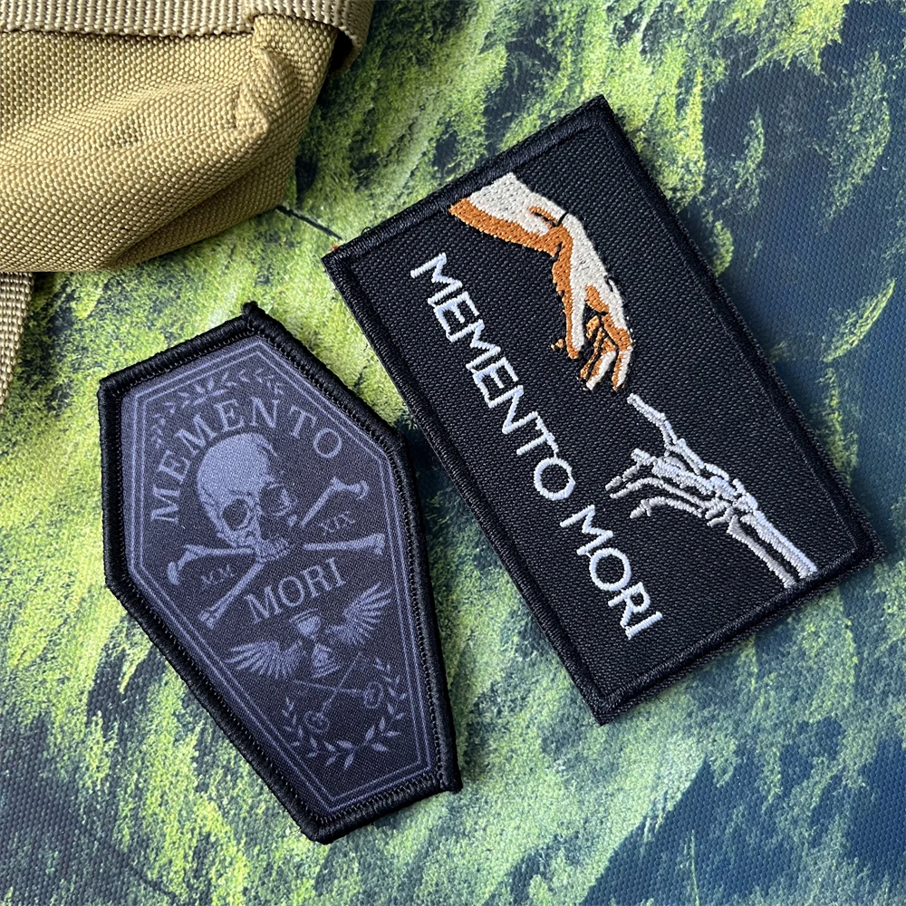 MEMENTO MORI Morale Badge Patch Skull Printed Patches Tactical Backpack Hook and Loop Stickers