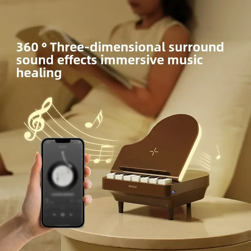 

Plays piano bluetooth speaker night light wireless charging creative birthday gift christmas new year's day