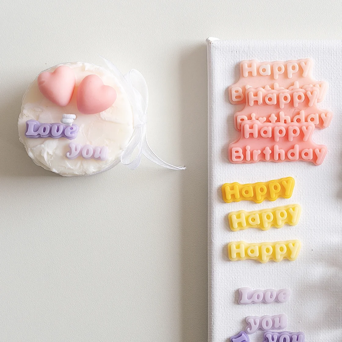 Happy Birthday Love You Alphabet Number Mold Collection, Scented Candle, DIY Cake, Chocolate Moulds, Kitchen Baking Supplies