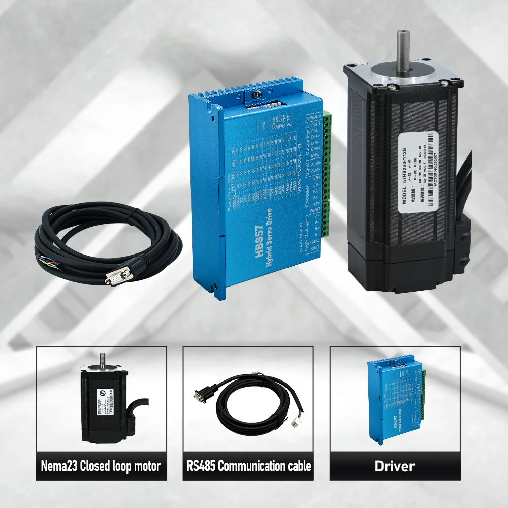HLTNC Nema23 Motor de passo de circuito fechado 2Nm 2.5Nm 3Nm D = 8mm Nema 23 Servo motor de passo híbrido com unidade HBS57H HBS57 SL57D CNC