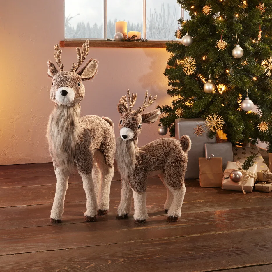 3pcs 2025 New Design Large Garden Sisal Straw Christmas Animal  Reindeer Luces Navidad Christmas Decoration