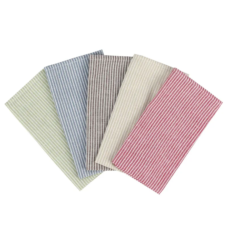 5 Colors Simple Pinstripe Linen Cotton Napkins Placemat Insulation Pad Restaurant Hotel Table Desk Decorations Supplies