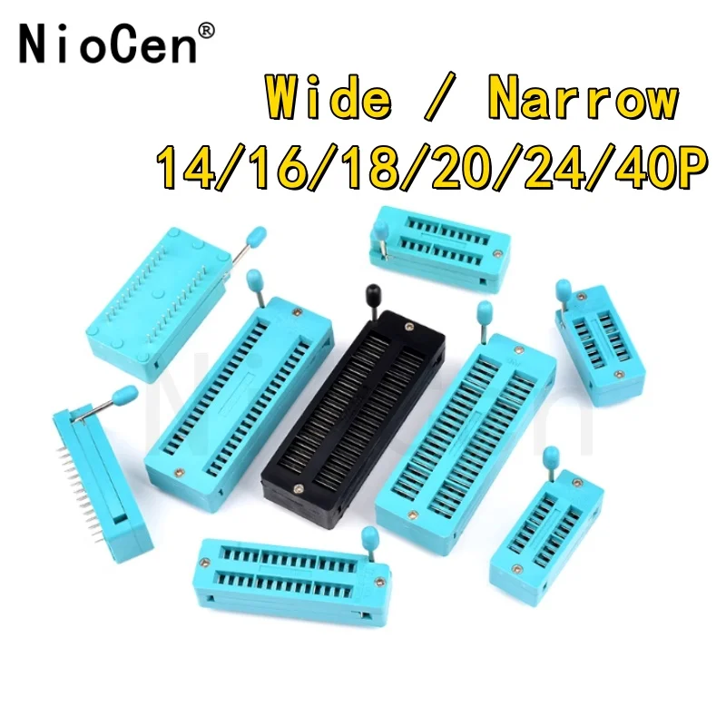 

（1pcs/lot） 14 16 18 20 24 28 32 40 P Pin 2.54 MM Green DIP Universal ZIF IC Socket Test Solder Type IC lock seat zif socket