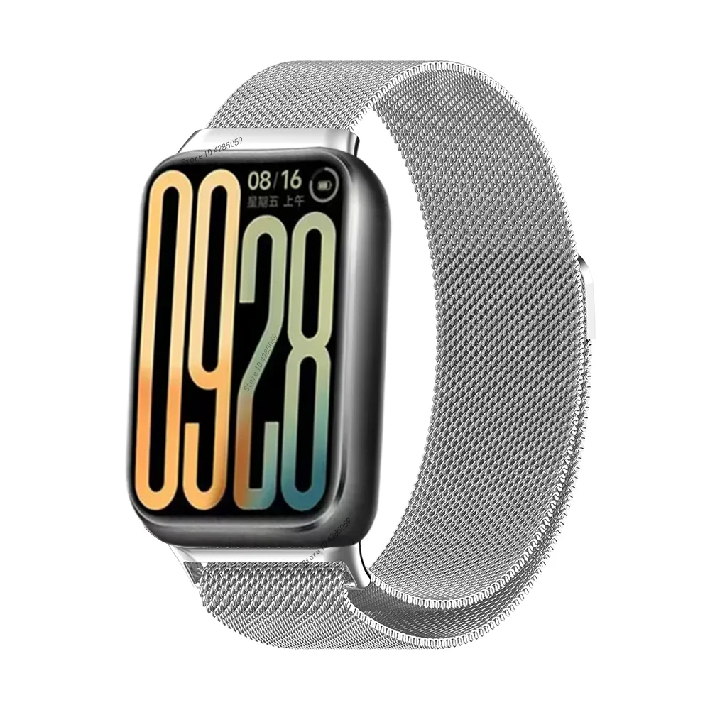 حزام حلقة ميلانيزي لـ Xiaomi Mi Band 9 Pro/8 Pro سوار معصم ذكي لساعة Xiaomi Redmi 4 ملحقات الساعة الذكية