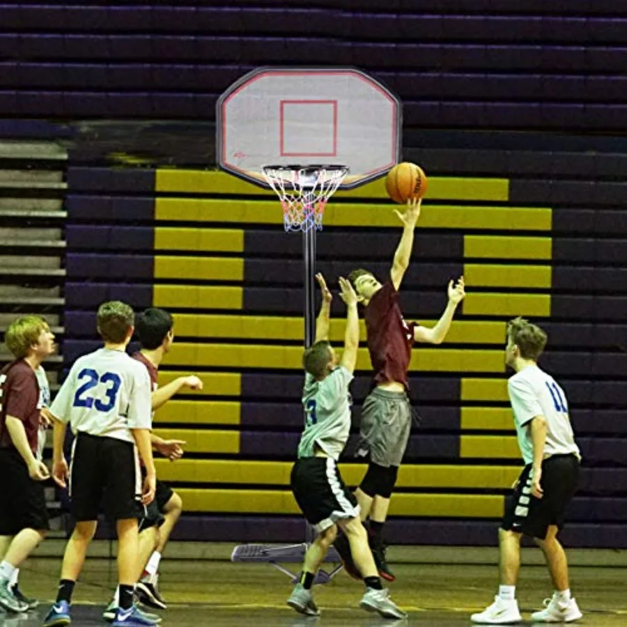 Suporte de cesta de basquete portátil com altura ajustável de 6,5 a 10 pés 43 polegadas sistema completo de gol de basquete com P