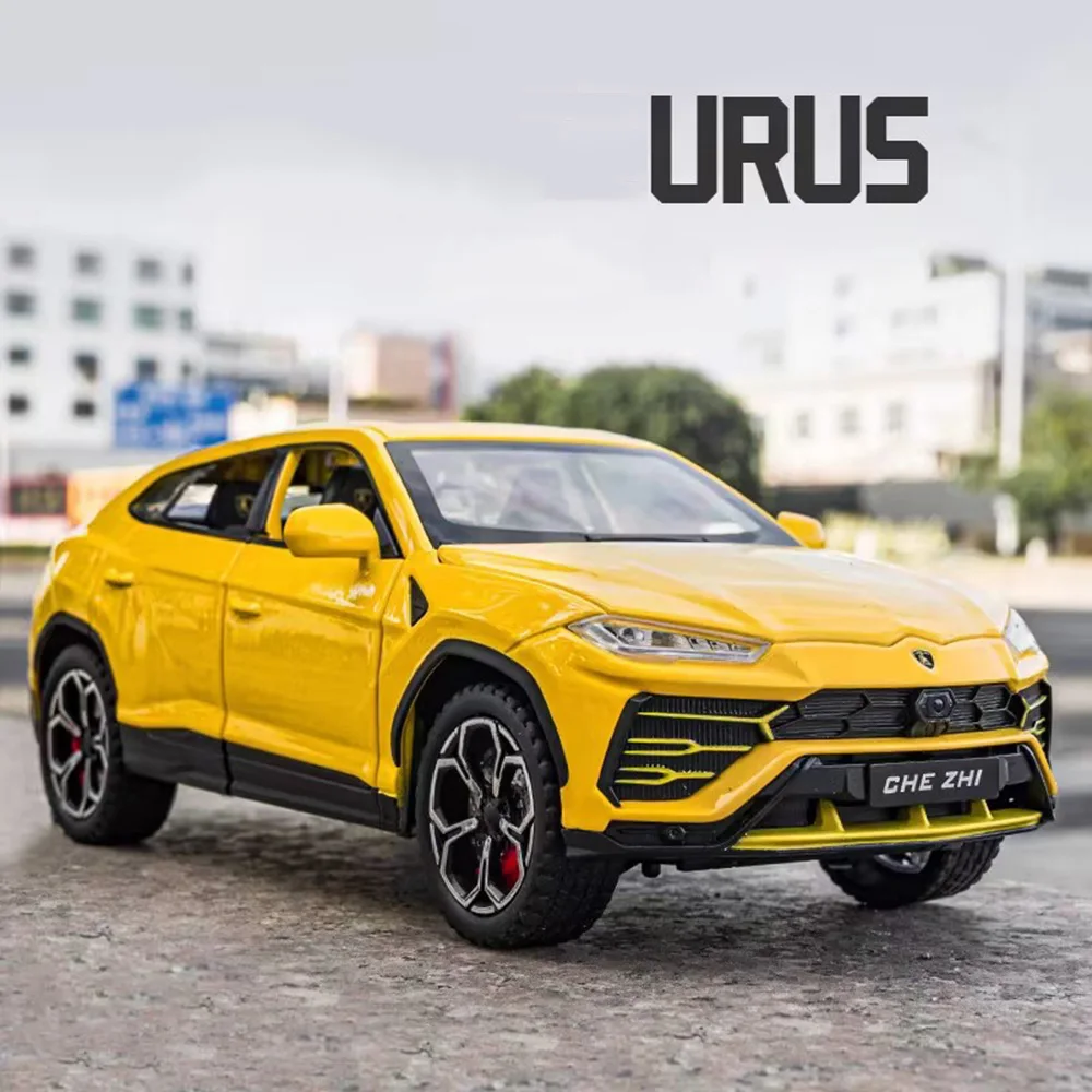 

1:24 Lambor URUS модели автомобилей, игрушка из сплава со световой музыкой, миниатюрный автомобиль с откатным механизмом, 6-дверный автомобиль с открытой крышкой для мальчиков, развивающие игрушки