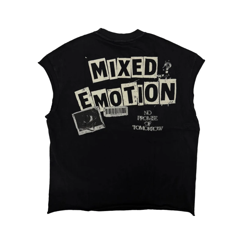 Men's Vintage American Style Loose “Newspaper” Sleeveless Tee Graphic Tee Graphic Tees for Men Rapper T Shirt Tshirt