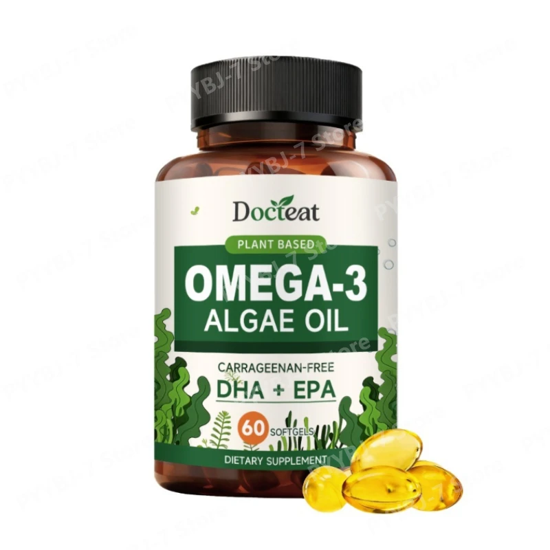

Docteat Omega-3 DHA + EPA Algae Oil Carrageenan-Free Plant Based Oral Capsule Nutritional Dietary Supplement 60 Softgels