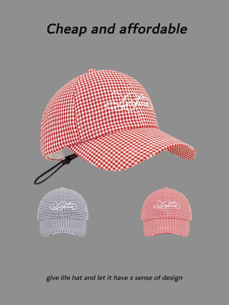 

Letter embroidered baseball cap spring and summer new soft top big head circumference wide brim showing face small cap
