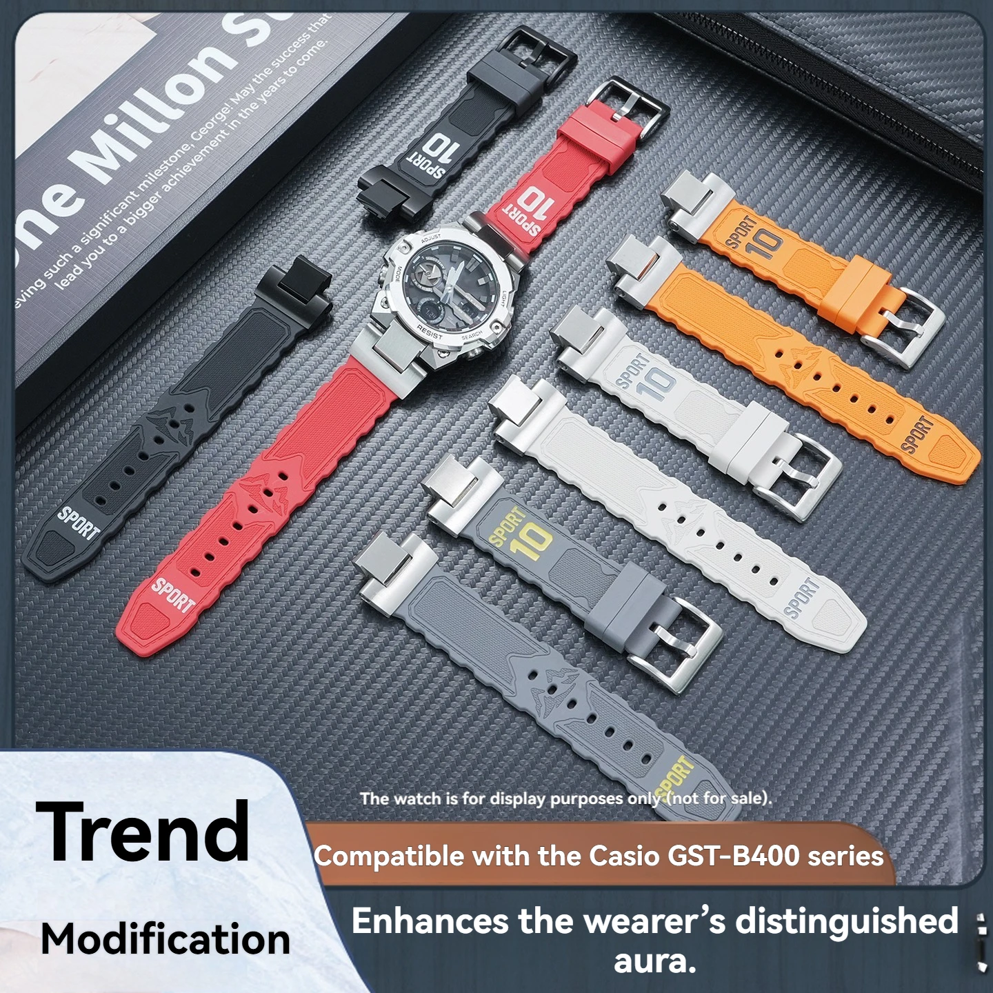 Suitable for Casio G-SHOCK series GST-B400 modified and upgraded waterproof strap fluorine rubber watchband accessories