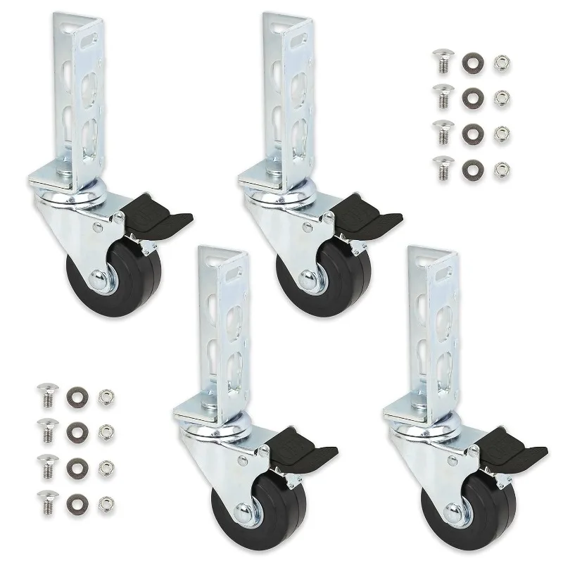 4pc - Storage Rack Caster Wheels (Adapts to Boltless Self Locking Shelving Racks) (3