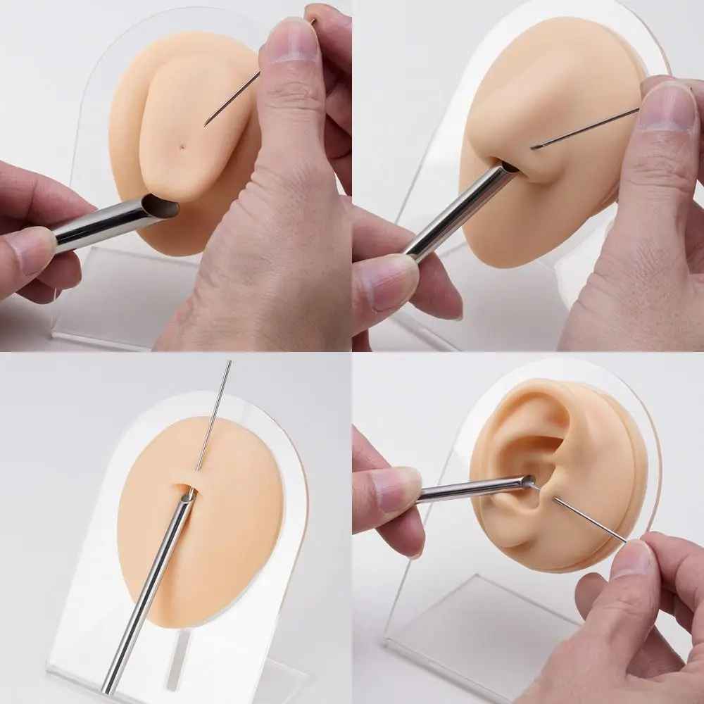 لوازم وشم ثقب الفولاذ ، أنبوب استقبال الإبرة ، أداة Microblading ، مجموعة ثقب مجوهرات الجسم ، الفضة