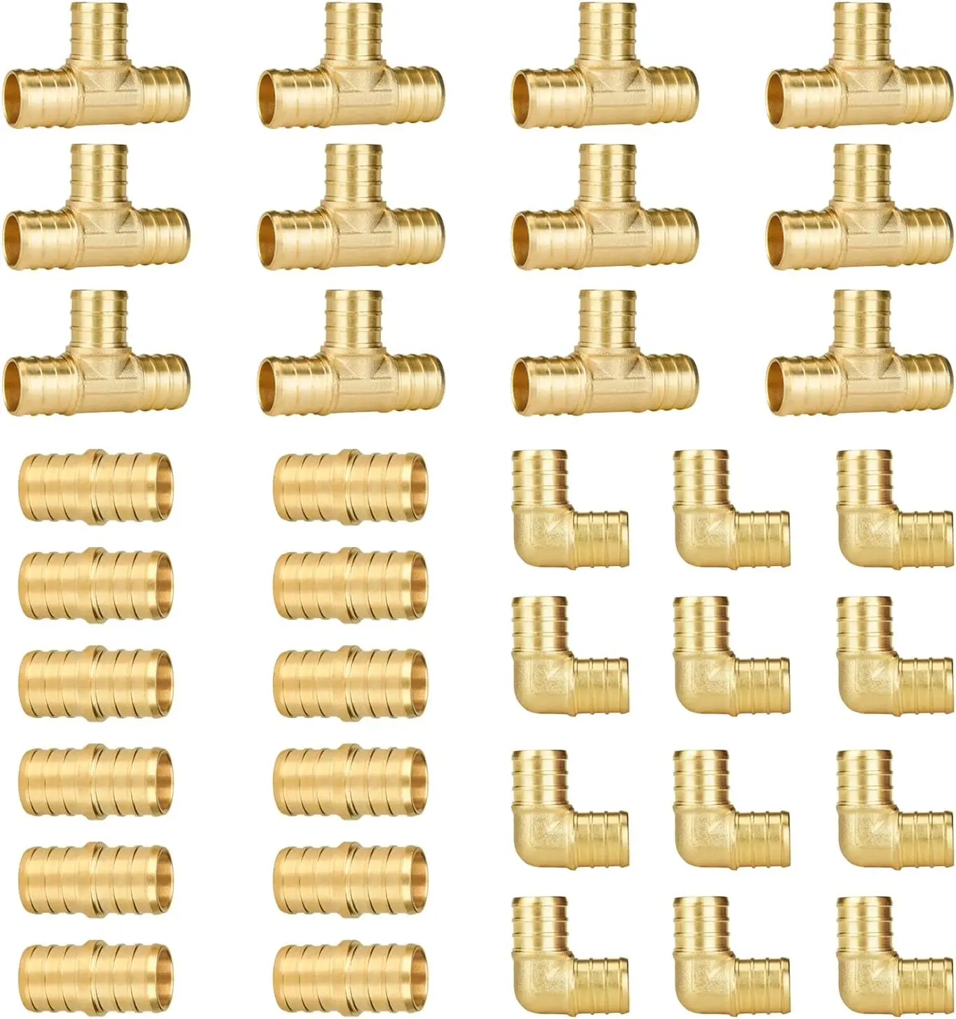 

Набор из 36 фитингов PEX 3/4 дюйма: отводы, тройники, соединители, из латуни без свинца, сертифицировано UPC и NSF