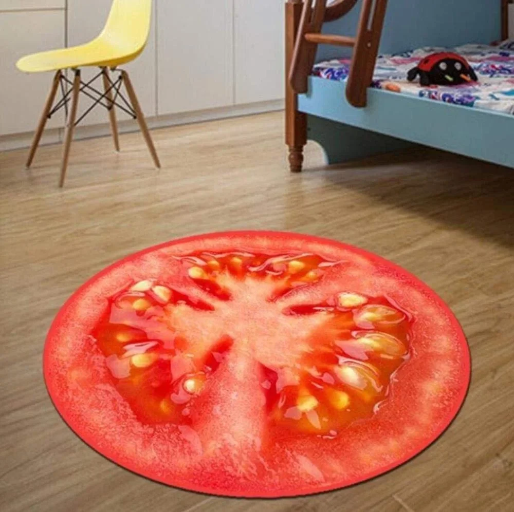 Round 3D Fruit Print Carpet for Living Room, Parlor, and Cozy Home Spaces Decor