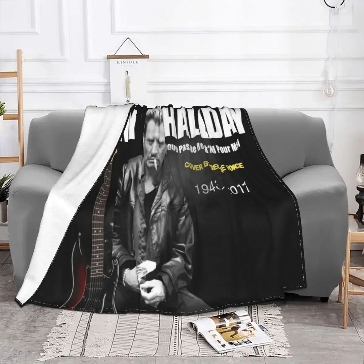 

Johnny Hallyday Baby Blankets Flannel Print French Elvis Warm Portable Throw Blankets for Bedding Office Quilt