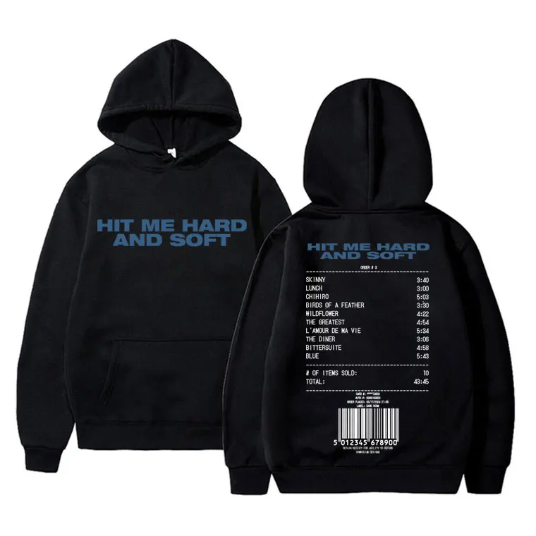 

Hit Me Hard and Soft Double Sided Print Hoodie Men Women Hip Hop Fashion Hooded Sweatshirt Unisex Fleece Oversized Streetwear