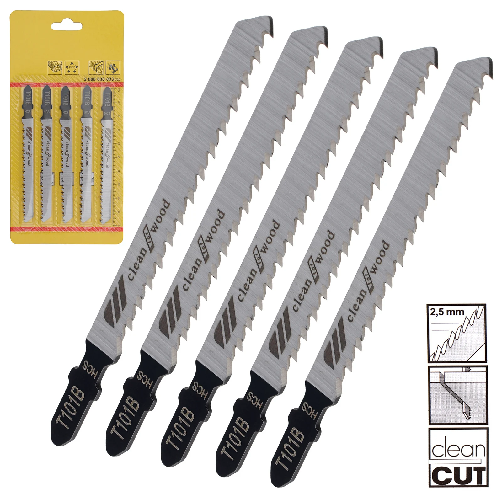 5pcs/lot T101B 100mm High-carbon Steel Reciprocating Saw Blades Straight Cutting Jig Saw for Woodworking / Plastic PVC
