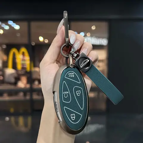 합금 + 가죽 자동차 키 케이스 키 커버, 쉘 포브 거치대, 현대 아이오닉 6 뉴 그랑프리 GN7, 코나 SX2 용 자동차 액세서리