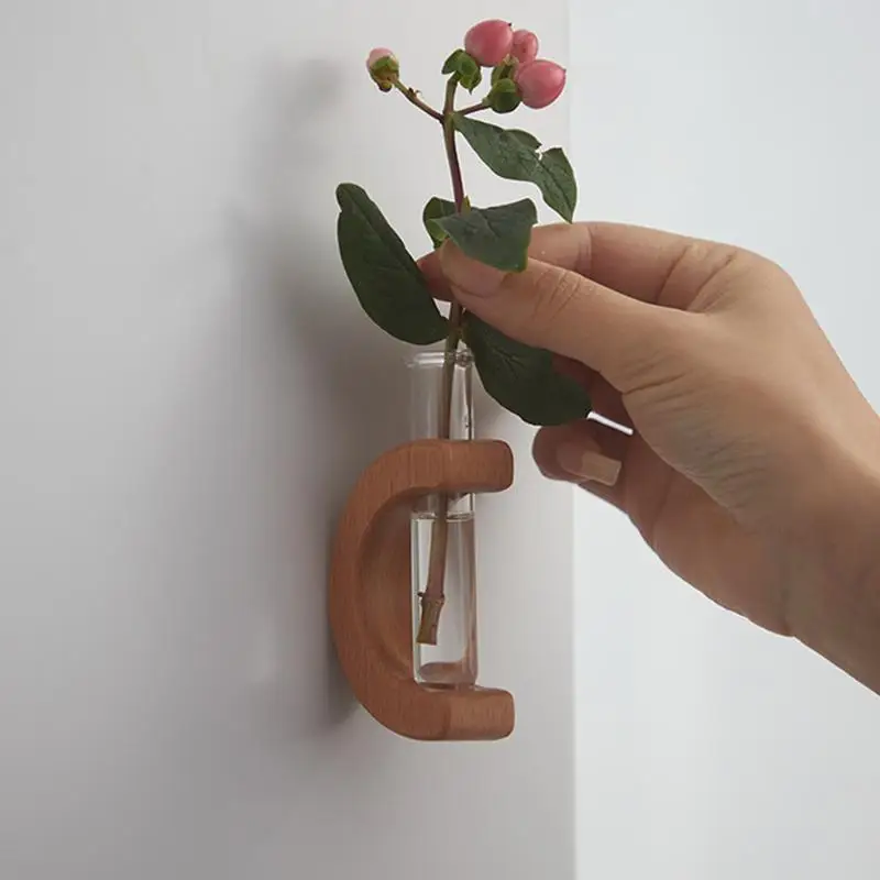 Fridge Magnet Wood Vase refrigerator vase home wall decoration Magnetic Plant Holder Flower Pots hydroponic flower vase