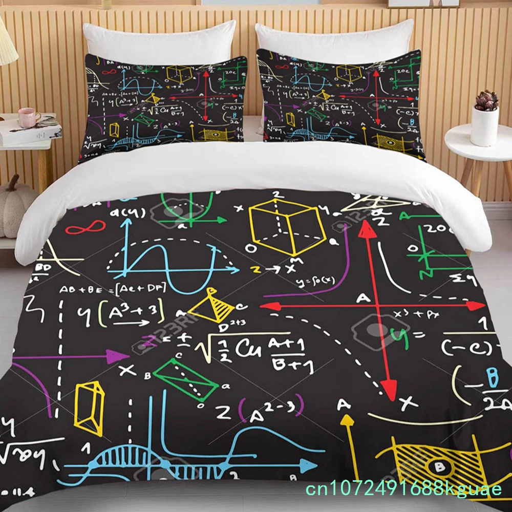 Mathematical Calculation Formula Bedding Set For Adults Bed Linen Design Bedclothes Luxury Home Textiles Black White Duvet Cover