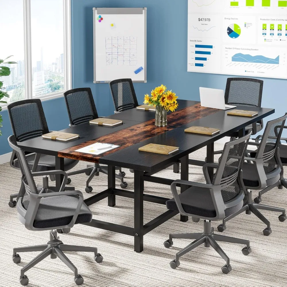 6.5 Ft Modular Conference Room Table, Wood Seminar Table for Office, Conference Room,2 Separate Tables (Chair Not Included)